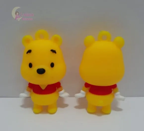 Pingente Ursinho Pooh de Borracha - 4,6cm - pct c/2 unidades