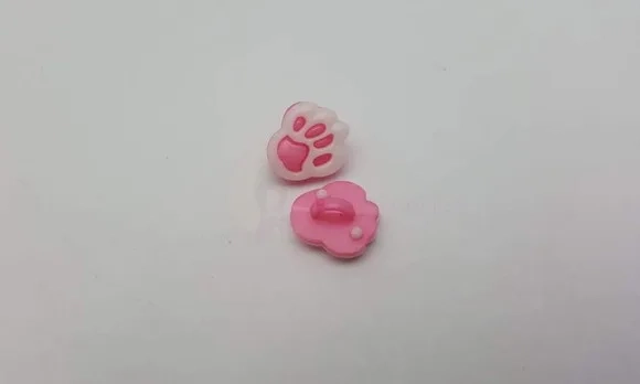 Aplique Botão de Patinha Rosa de 1,3cm - 20 unidades