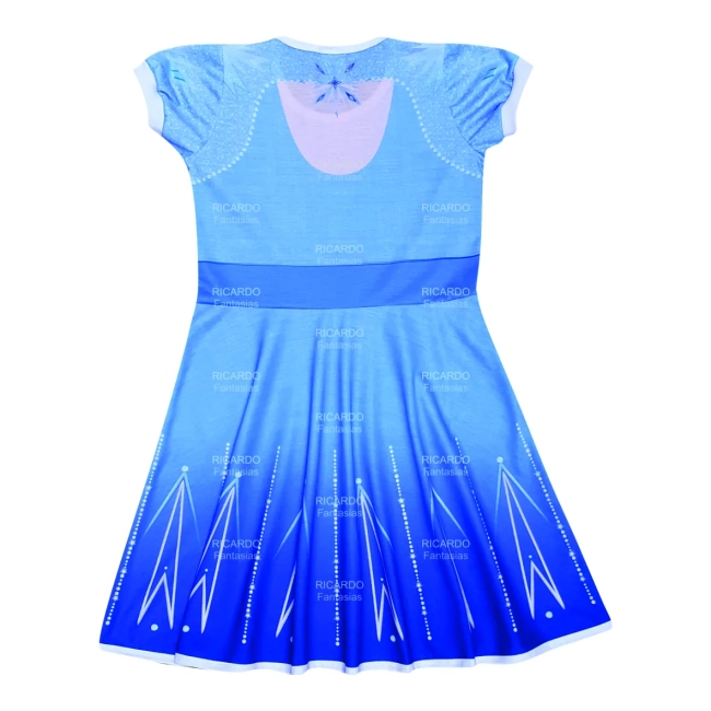 Vestido Infantil Fantasia Princesa do Gelo Azul com Detalhes Cristalinos