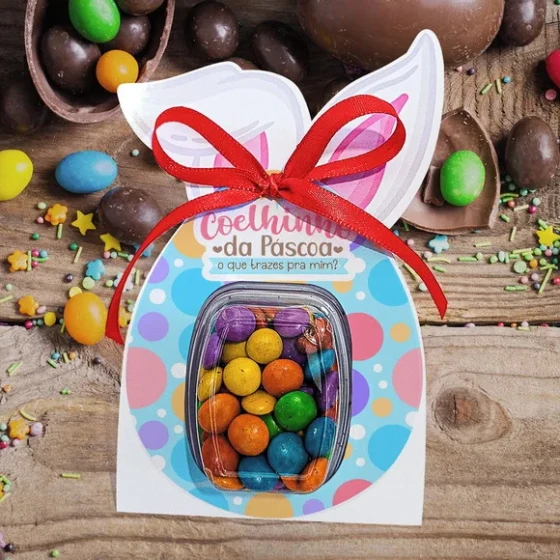 Card com Fitinha Orelha Páscoa Blister com Confete Coelho