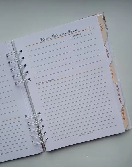 Planner da Noiva Personalizado Permanente c/ Divis - Mod 01