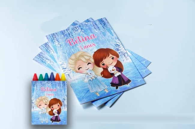 Revista para colorir  com Giz de cera Personalizado da Frozen