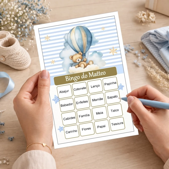 Bingo Chá de Bebê Menino PDF Para Imprimir