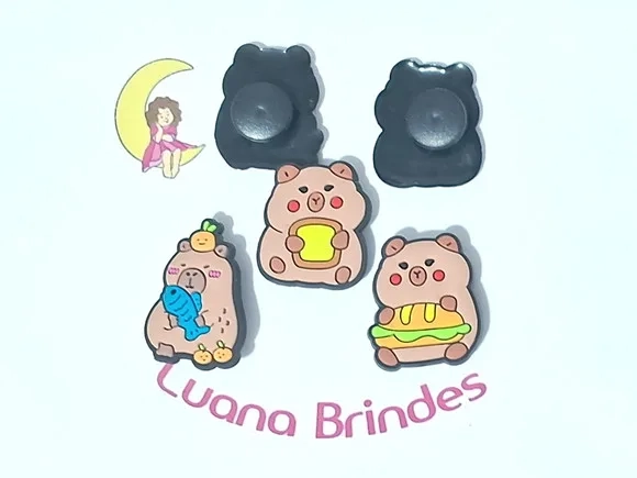 Pins de Crocs Capivara Emborrachada Pacotes com 6 Unidades
