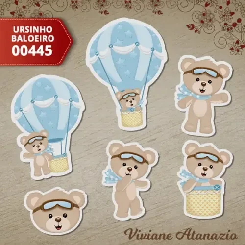 Aplique Ursinho Baloeiro 3cm (kit c/ 50un) - 00445
