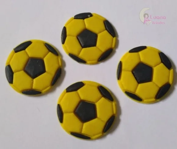 Aplique Bola de Futebol Amarela de Borracha - Pct C/8 Unid
