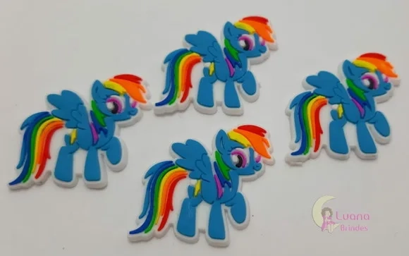 Aplique Poney Azul Personagem de borracha - pct c/8 unidades