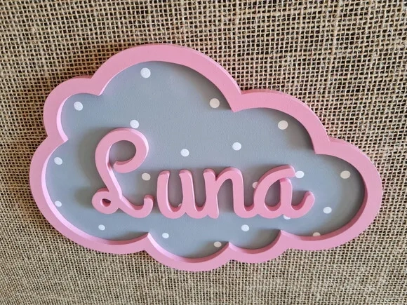PORTA DE MATERNIDADE NUVEM COM NOME