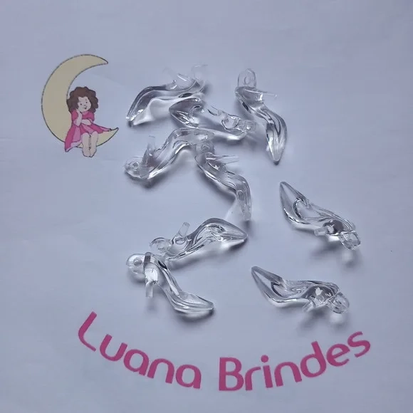 Pingente Sapatinho de Acrilico Transparente 3,5cm Pct 25 Uni
