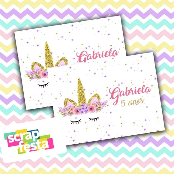 Adesivo Personalizado Retangular 7,45x5,5 Unicórnio