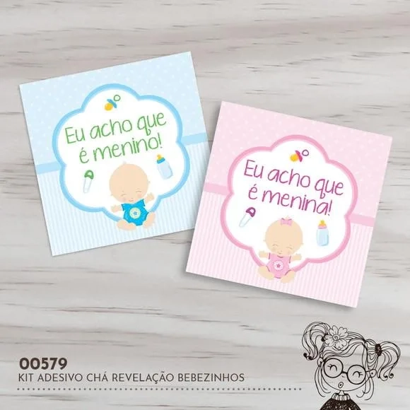 Kit Adesivos Quadrados Chá Revelação - 00579