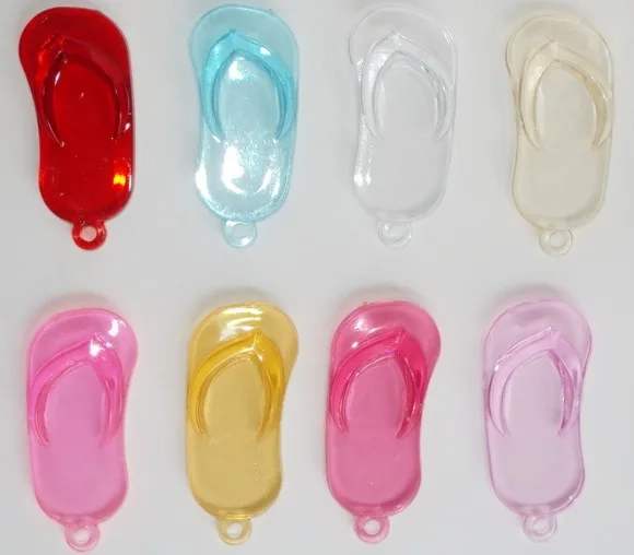 Chinelo Pingente Colorido de Acrilico 5cm Pct 12 Unidades