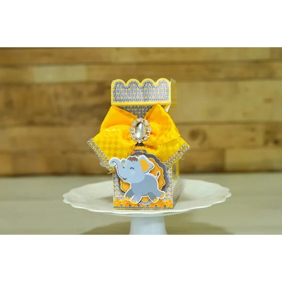 Kit 30 Lembrancinha - Elefante Amarelo e Cinza