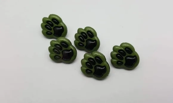 Aplique Botão de Patinha Verde de 1,8cm - 20 unidades