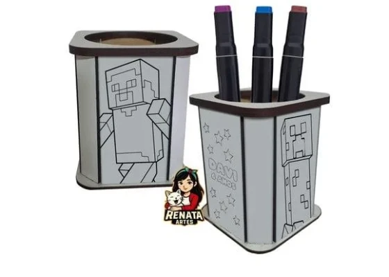 Porta Lápis para Colorir Minecraft