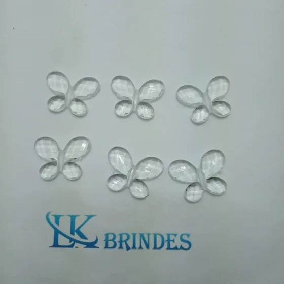 Borboleta Acrilico Passante Transparente 2cm Pct 20 Unidade