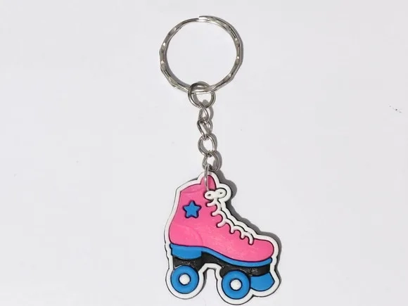 Chaveiro Patins Pink e Azul Emborrachado Pacote C/6 Unidades