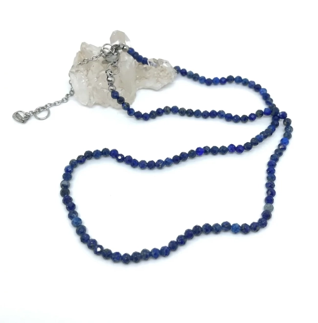 Colar Choker Lápis-Lazúli Facetado 3mm e Aço Inox