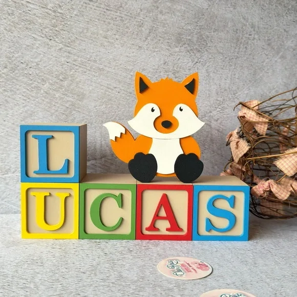 Cubos Decorativos de MDF para Quarto de Bebê e infantil -Tema Bosque Encantado - Raposinha