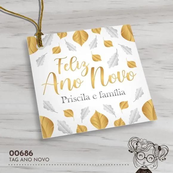 Tag Quadrada Feliz Ano Novo - 00686