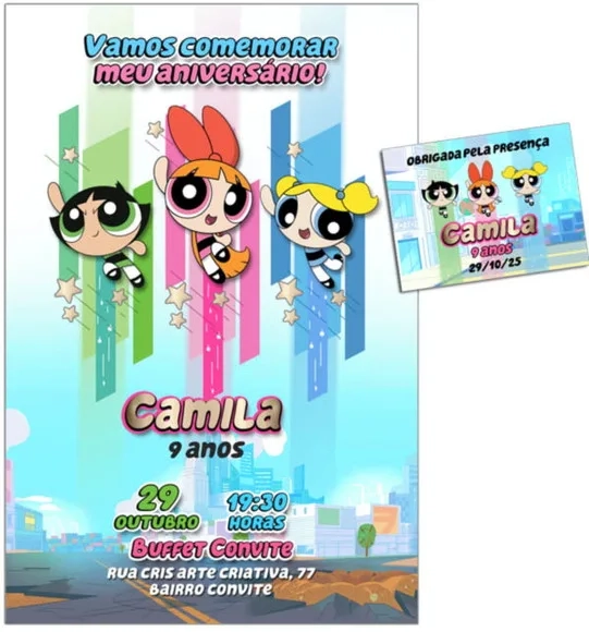 Convite Digital C/tag Meninas Super Poderosas