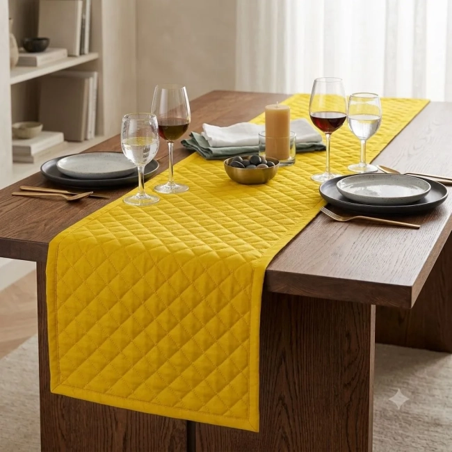 Trilho de Mesa em Tecido Oxford Matelado Diversas Cores para Jantares Românticos e Ocasiões Especiais Alta Qualidade