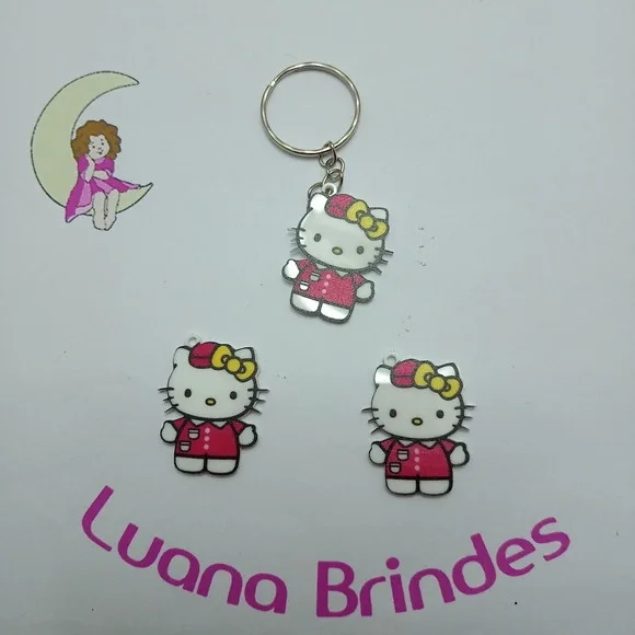 Chaveiro Hello Kitty de Acrílico U.V 3,2cm Pacote 5 Unidades