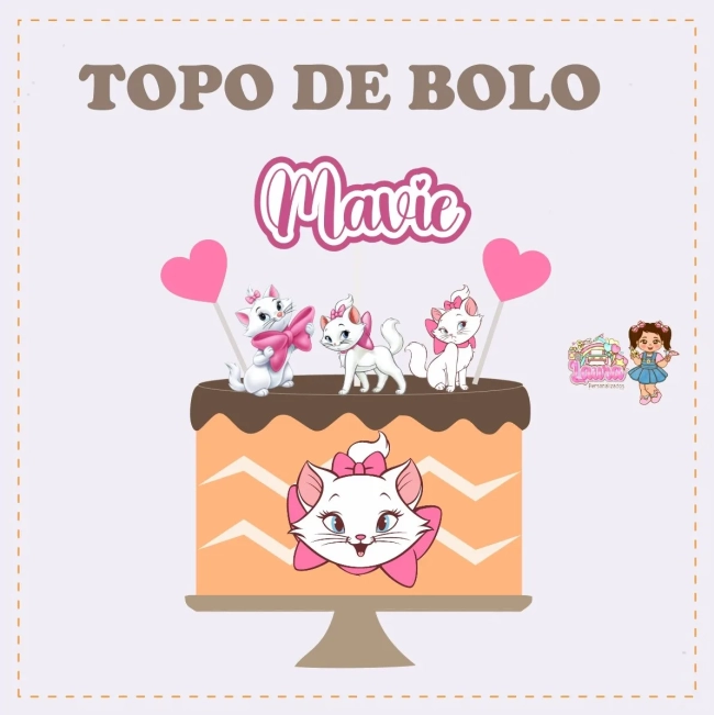 Kit Festa Só Um Bolinho GATINHA MARIE - Decoração de Festa