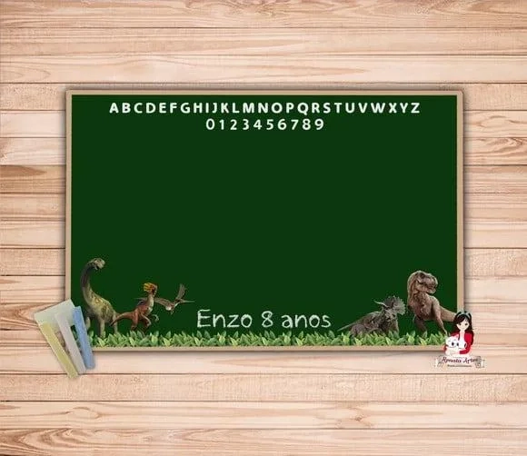Lousa Personalizada com Giz Dinossauro Jurassic