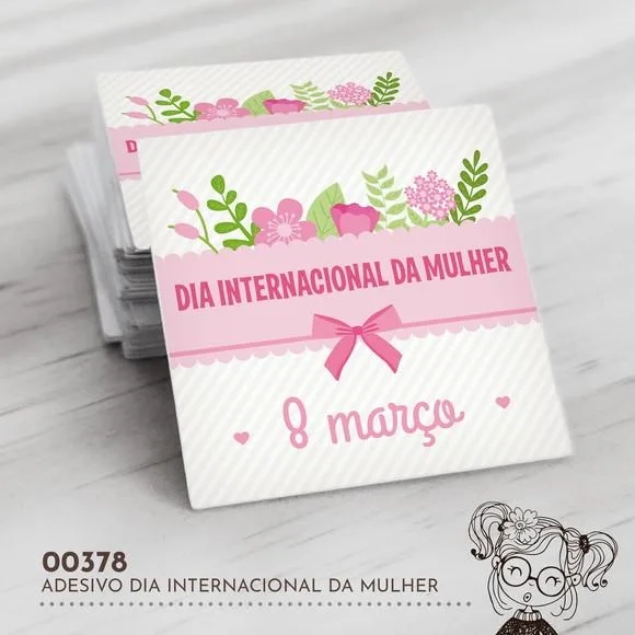 Adesivo Quadrado Dia Internacional Mulher - 00378