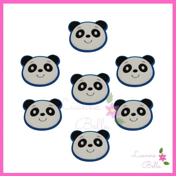 Aplique Emborrachado Modelo Panda - Pcts c/7unds