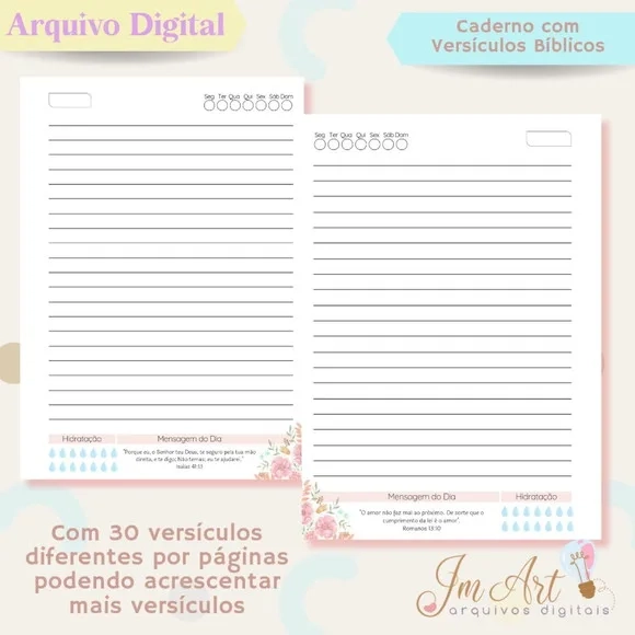 Caderno com Versículos Bíblicos Editável - Arquivo Digital