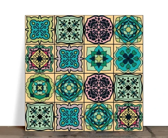 Azulejo Decorativo Mosaico Mandalas Verdes 15x15 Cerâmica