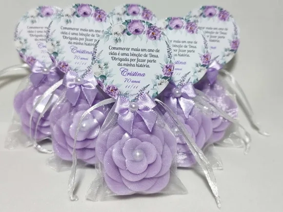 Lembrancinha Aniversário 70 Anos: Sabonete Flor Camélia Luxo