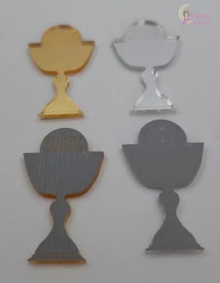 Aplique Eucaristia de Acrílico Espelhado - Pct C/6 Peças