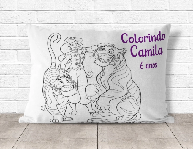 Almofada de Colorir Pinte e Lave da Princesa Jasmine