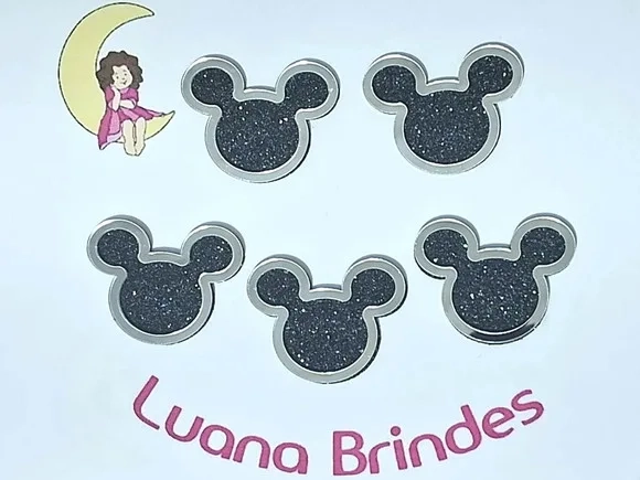 Aplique Mickey Acrílico Espelhado Pacotes com 10 Unidades