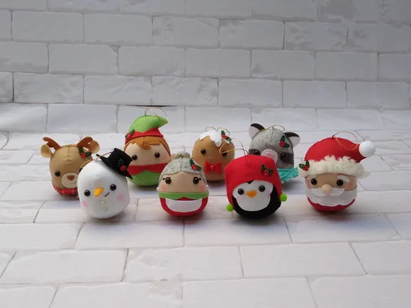 Kit 8 Bolas Puffys Natalino em Feltro