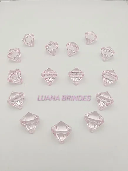 Diamante Rosa bebê Acrílico com Furo 17mm Pct 20 Unidades