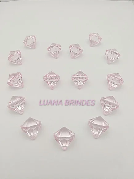 Diamante Rosa bebê Acrílico com Furo 17mm Pct 20 Unidades