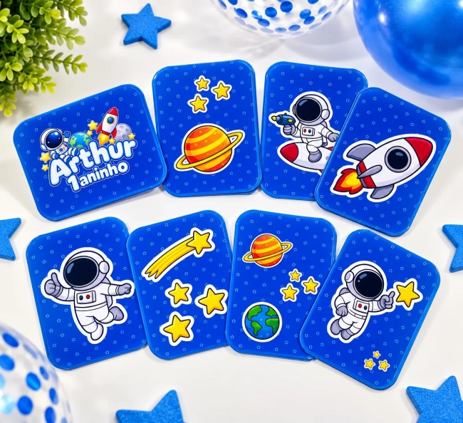 Jogo da Memória Astronauta Personalizado Para Lembrancinha de Festa Infantil Divertida