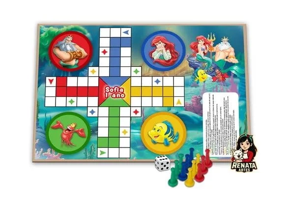 Jogo de Ludo Personalizado a Pequena Sereia Ariel