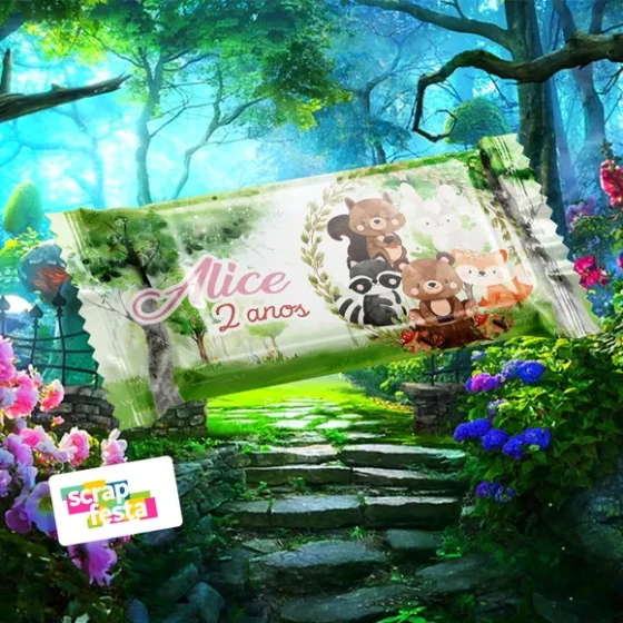 Adesivo Rótulo para Kit Kat Floresta Bosque Encantado