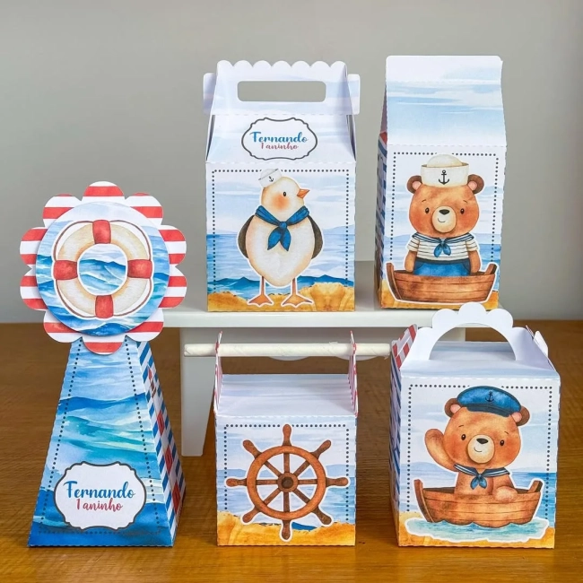 PEGUE E MONTE - Kit Festa URSINHO MARINHEIRO - Decoração de Festa | Lembrancinhas | Aniversário | Personalizados