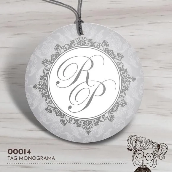 Tag Redonda Casamento Monograma - 00014