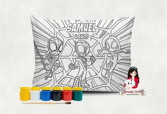 Almofada com Tinta para Colorir Spidey