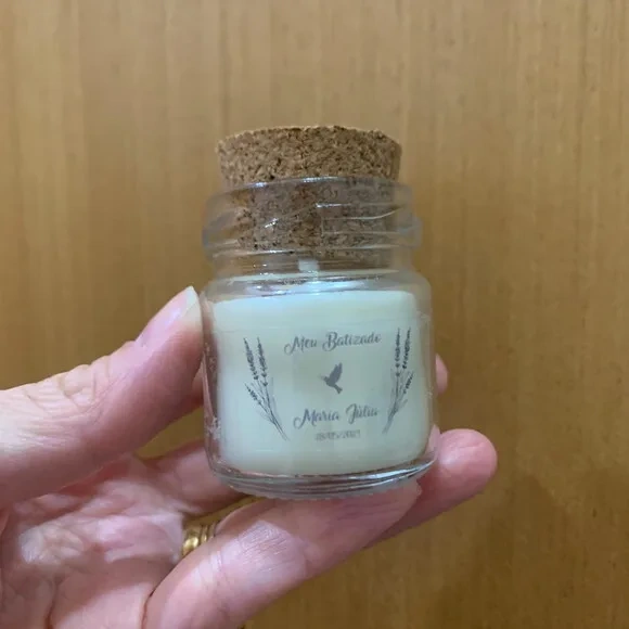 Lembrança Batizado Vela Aromática Vidro c/ Rolha