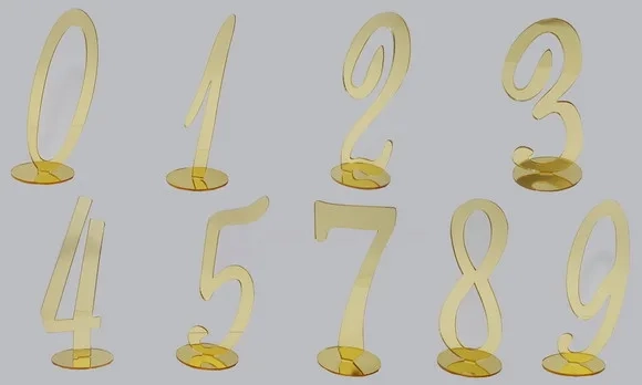 Topo de Bolo de Números em Acrílico Espelhado Dourado