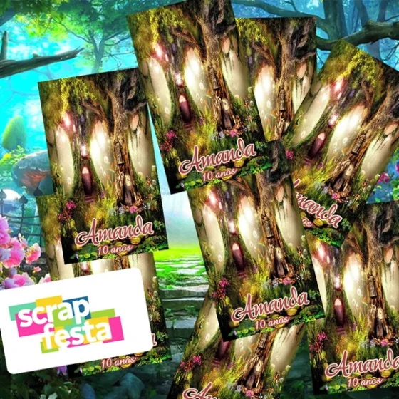 Adesivo Personalizado Retangular 4x7 Floresta Encantada