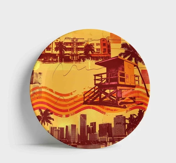 Prato Porcelana Miami 21cm - Art Deco e South Beach